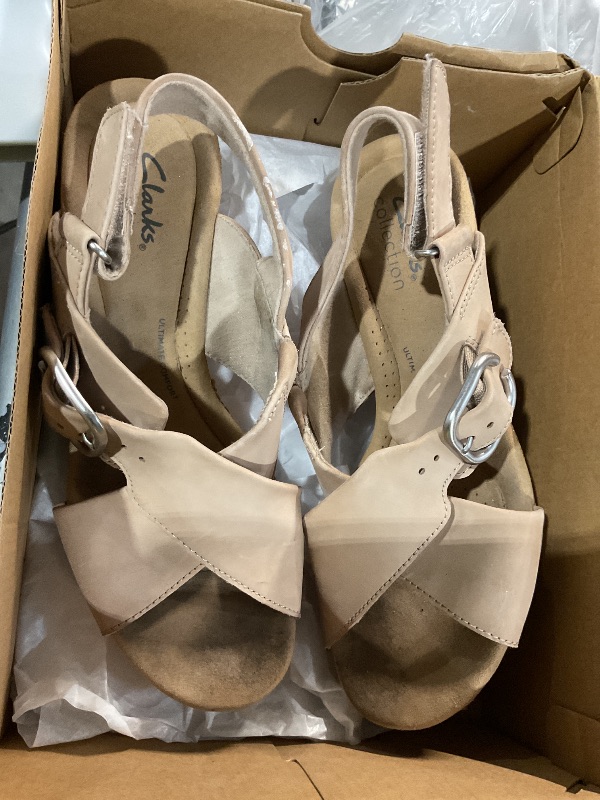 Photo 1 of (See images)Clarks Women's Giselle Dove Wedge Sandal, Sand Nubuck, 7.5