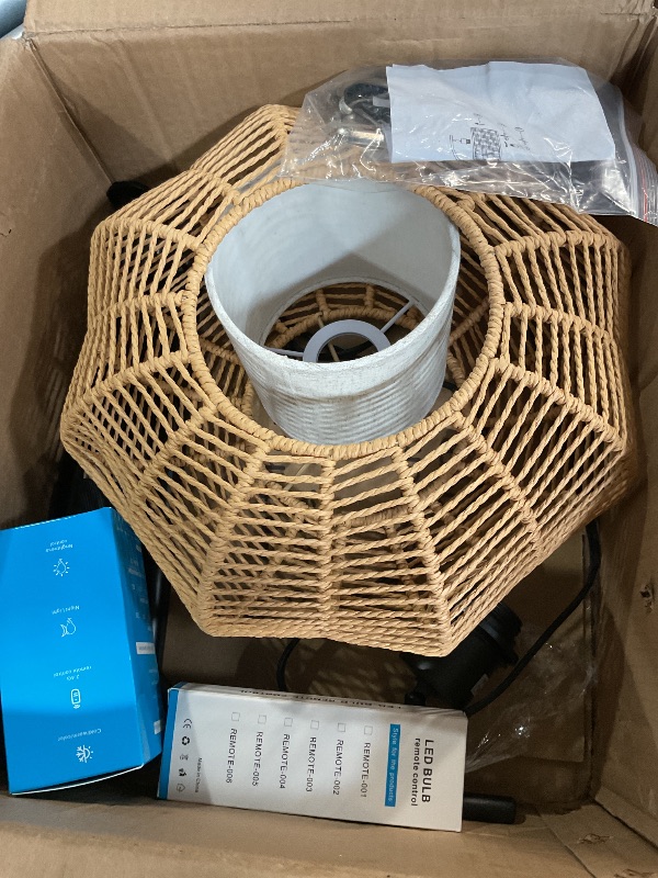 Photo 1 of (Used)(missing stand)  Arc Floor Lamps for Living Room Bedroom Rattan Boho Floor Lamp with Remote Control