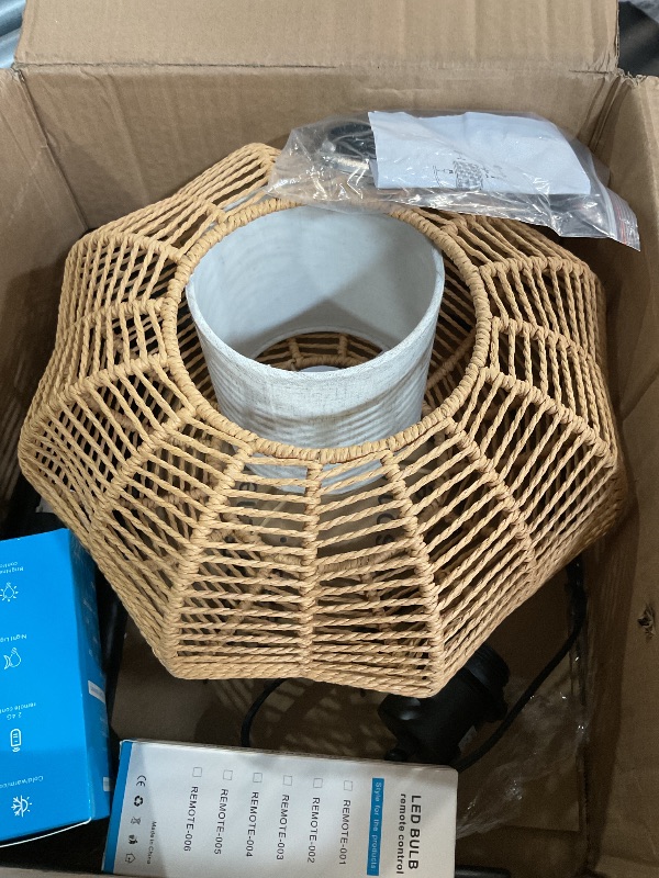 Photo 1 of (Used)(missing stand)  Arc Floor Lamps for Living Room Bedroom Rattan Boho Floor Lamp with Remote Control