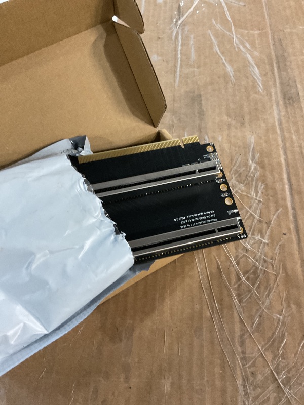 Photo 1 of JMT PCI-E 4.0 x16 1 to 2 Expansion Card Gen3 Split Card PCIe-Bifurcation x16 to x8x8 with 20mm Spaced Slots CPU4P Power Supply Port (with 4Pin Cable Higher)