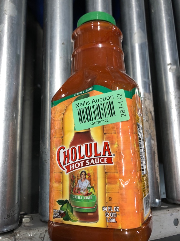 Photo 1 of (non-refundable)Cholula Chili Lime Hot Sauce, 64 fl oz - One 64 Fluid Ounce Bulk Container of Chili Lime Hot Sauce with Mexican Peppers, Lime and Signature Spice Blend, Perfect for Eggs, Shrimp, and More
