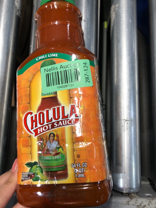 Photo 1 of (non-refundable)Cholula Chili Lime Hot Sauce, 64 fl oz - One 64 Fluid Ounce Bulk Container of Chili Lime Hot Sauce with Mexican Peppers, Lime and Signature Spice Blend, Perfect for Eggs, Shrimp, and More