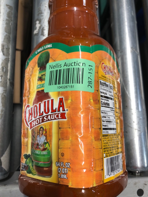 Photo 1 of (non-refundable)Cholula Chili Lime Hot Sauce, 64 fl oz - One 64 Fluid Ounce Bulk Container of Chili Lime Hot Sauce with Mexican Peppers, Lime and Signature Spice Blend, Perfect for Eggs, Shrimp, and More