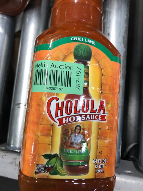 Photo 1 of (non-refundable)Cholula Chili Lime Hot Sauce, 64 fl oz - One 64 Fluid Ounce Bulk Container of Chili Lime Hot Sauce with Mexican Peppers, Lime and Signature Spice Blend, Perfect for Eggs, Shrimp, and More