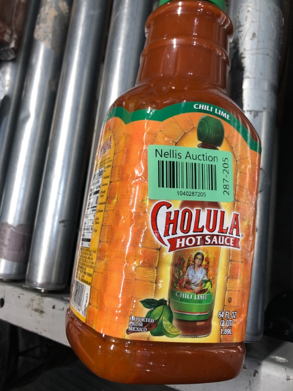 Photo 1 of (non-refundable)Cholula Chili Lime Hot Sauce, 64 fl oz - One 64 Fluid Ounce Bulk Container of Chili Lime Hot Sauce with Mexican Peppers, Lime and Signature Spice Blend, Perfect for Eggs, Shrimp, and More