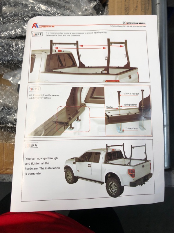 Photo 1 of AA-Racks Model X31-J Truck Ladder Rack 800Ibs Capacity with (8) Non-Drilling Z-Clamps Extendable Steel Pick-Up Truck Bed Ladder Rack Two-bar Set - Black