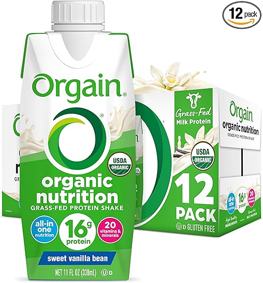 Photo 1 of ***(EXP:JUL 06, 2025) NONREFUNDABLE*** Orgain Organic Nutritional Protein Shake, Vanilla Bean - 16g Grass Fed Whey Protein, Meal Replacement, 20 Vitamins & Minerals, Fruits & Vegetables, Gluten Free, Non-GMO, 11 Fl Oz (12 Pack)
