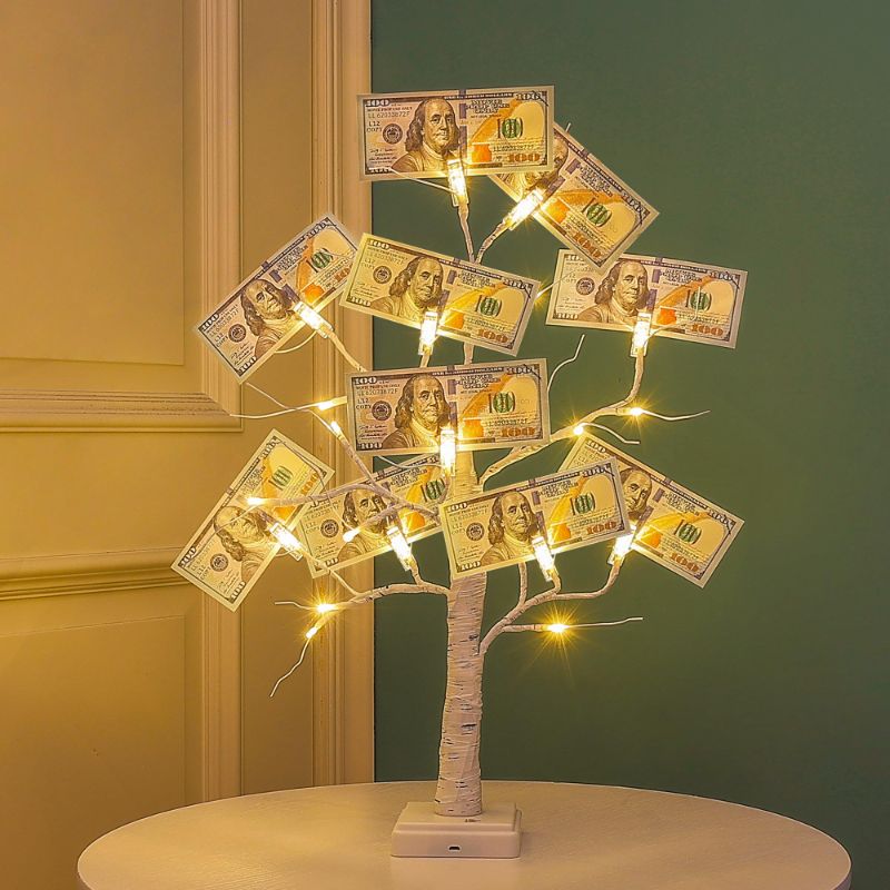 Photo 1 of ***(MINOR DAMAGE/ SEE NOTES)***
Woohaha 2FT Money Tree with Holder,24LED Lighted Birch Tree Table Centerpiece,Gift Card Battery/USB Powered with 6 Clips and 6 Greeting Cards for Home,Party,Christmas,Wedding,Birthday,Graduation