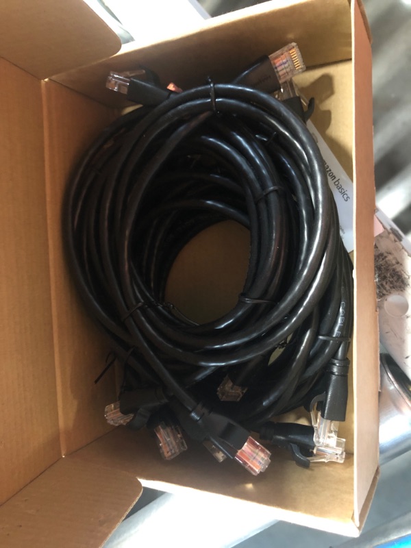 Photo 1 of Amazon Basics RJ45 Cat 6 Ethernet Patch Cable, 1Gpbs Transfer Speed, Gold-Plated Connectors, 3 Foot - 10-Pack, Black, L6LLA010-CS-R