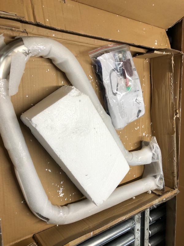 Photo 1 of VEVOR Pool Rail 30x22 Pool Railing 304 Stainless Steel 250LBS Load Capacity Silver Rustproof Pool Handrail Humanized Swimming Pool Handrail with Blue Grip Cover & M8 Drill Bit & Self-Taping Screws