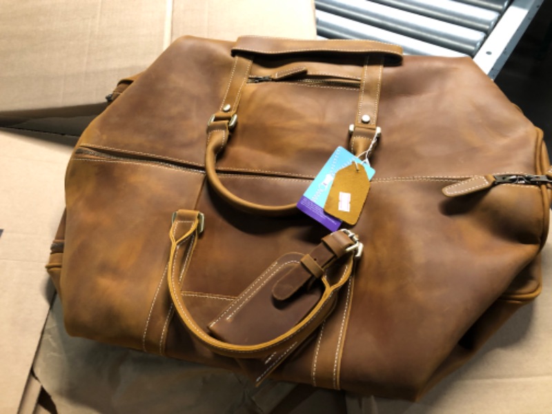 Photo 1 of (scuffs on leather)
Mens Leather Duffel Bags Sport Vintage Leather Travel Gym Bag Weekender Overnight Classic Gift Genuine Gym Overnight Carry On Bag (Vintage Brown, 22 Inch).+