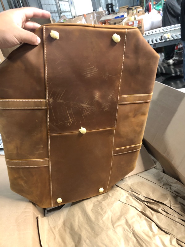 Photo 1 of (scuffs on leather)
Mens Leather Duffel Bags Sport Vintage Leather Travel Gym Bag Weekender Overnight Classic Gift Genuine Gym Overnight Carry On Bag (Vintage Brown, 22 Inch).+
