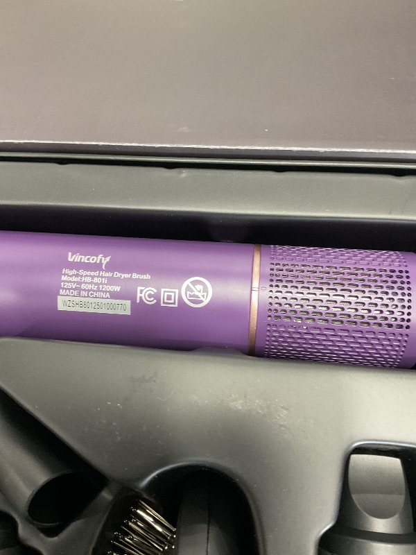 Photo 1 of ***SEE NOTES*** 
Vincofy 7 in 1 Blow Dryer Brush and Hair Dryer, Hot Hair Styler with Negative Ion 110,000 RPM Hair Straightener Brush for Fast Drying Straightening Curling Voluming, Suitable for All Types,Purple
