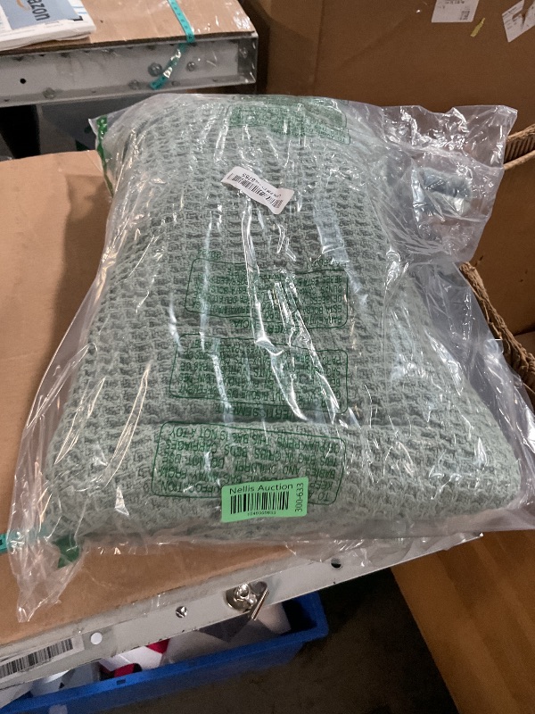 Photo 1 of (BAGGED) Bedsure 100% Cotton Blanket Queen Size for Bed - Breathable and Soft, Waffle Weave Blanket for Summer Spring, Sage Green, 90x90 Inches