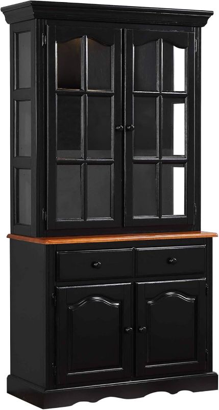 Photo 1 of *2 boxes* Sunset Trading Keepsake Buffet and Lighted Hutch, Black/Cherry Finish
