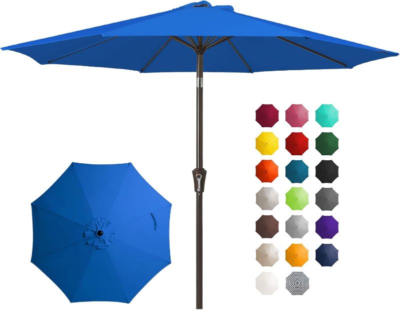 Photo 1 of (missing pieces) 10FT Outdoor Patio Umbrella Outdoor Table Umbrella with Push Button Tilt and Crank, Market Umbrella 8 Sturdy Ribs UV Protection 