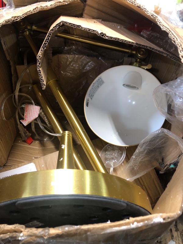 Photo 1 of **SCRATCHES** 
Henn&Hart Height Adjustable/Tilting Floor Lamp with Metal Shade in Brushed Brass, for Home, Living Room, Bedroom, Entertainment Room, Office, Kitchen, Dining