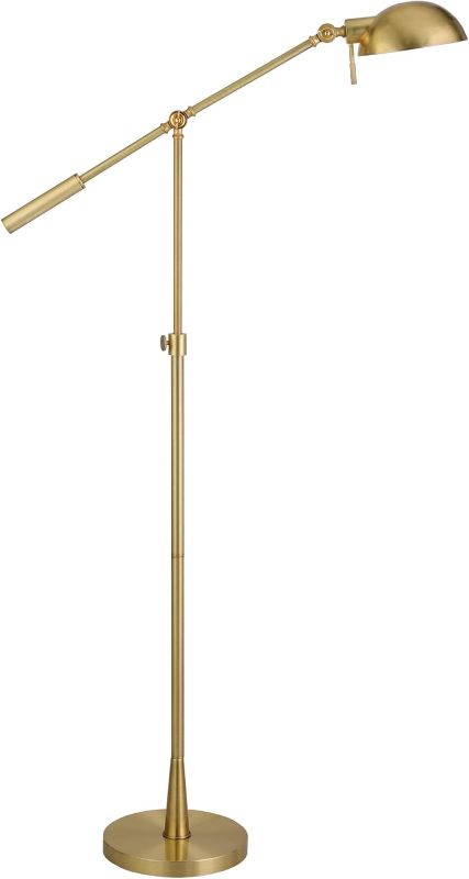 Photo 1 of **SCRATCHES** 
Henn&Hart Height Adjustable/Tilting Floor Lamp with Metal Shade in Brushed Brass, for Home, Living Room, Bedroom, Entertainment Room, Office, Kitchen, Dining