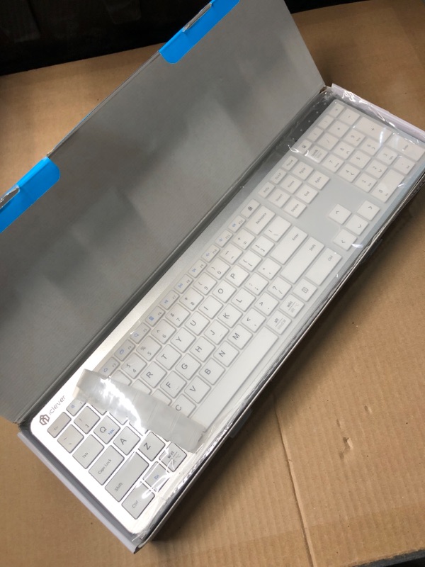 Photo 1 of iClever Wireless Keyboard and Mouse, GK08 White Keyboard Mouse Combo, Ergonomic, Quiet, Full Size Design with Number Pad, 2.4G Connection for Windows and Computer