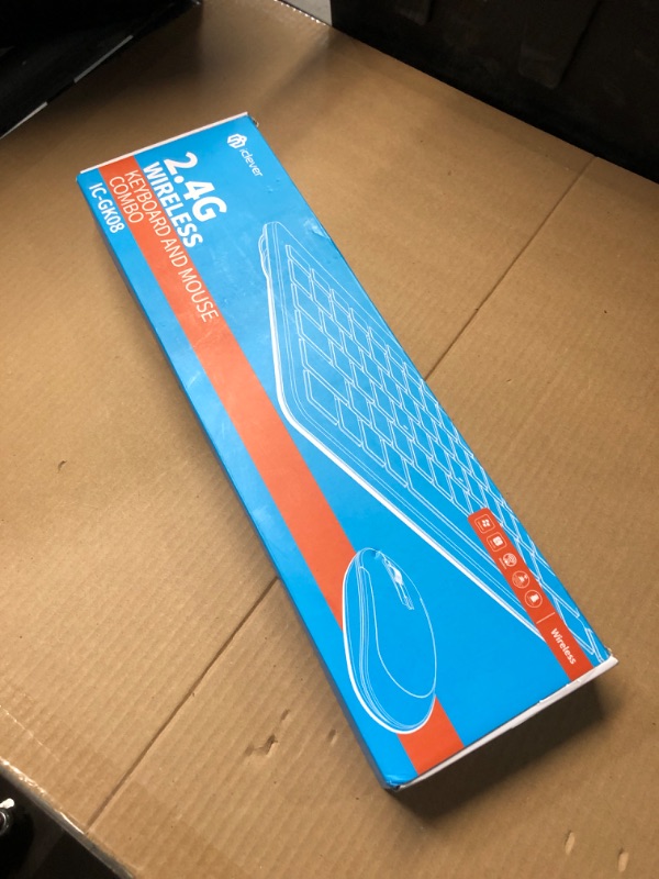 Photo 1 of iClever Wireless Keyboard and Mouse, GK08 White Keyboard Mouse Combo, Ergonomic, Quiet, Full Size Design with Number Pad, 2.4G Connection for Windows and Computer