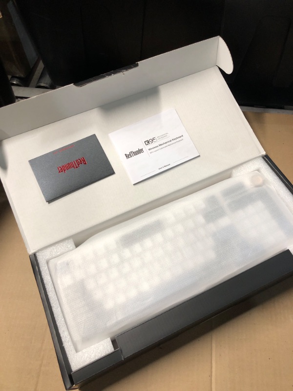 Photo 1 of RedThunder K95 Wireless Mechanical Keyboard, TFT Screen & Knob, Tri-Mode BT5.0/2.4GHz/USB-C Hot Swappable Custom, Pre-lubed Linear Switches, Gasket Structure, RGB Gaming Keyboard, Snowy White-Blue