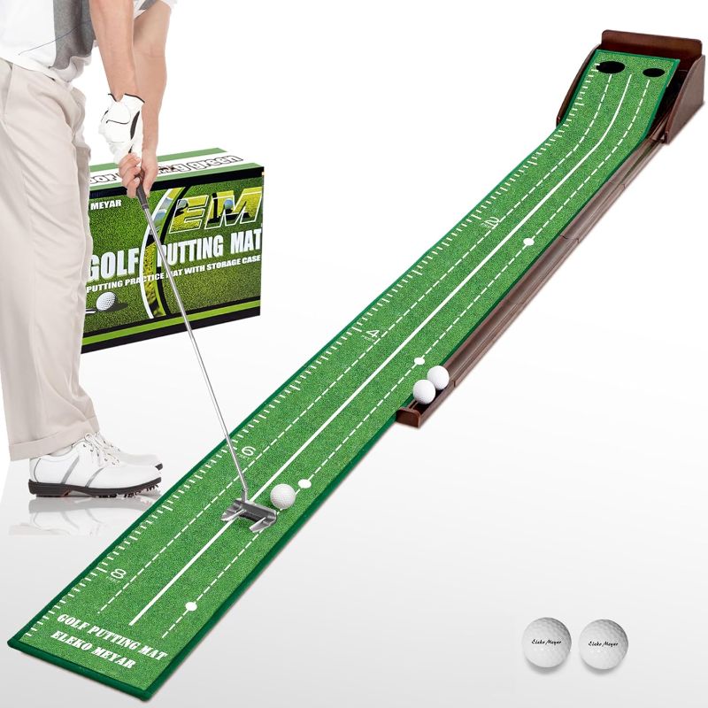 Photo 1 of (NO BOX OR BAG) Golf Putting Mat Indoor & Outdoor Professional Practice Putting Green Mat with Distance Marker Anti Slip Backing Golf Accessories Portable Training Matt