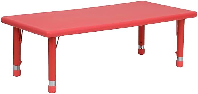 Photo 1 of ***STOCK PHOTO FOR REFERENCE ONLY**MINOR DAMAGE** 2 CORNERS ARE CRACKED 
 Flash Furniture Rectangular Plastic Height Adjustable Activity Table, 24 in x 24