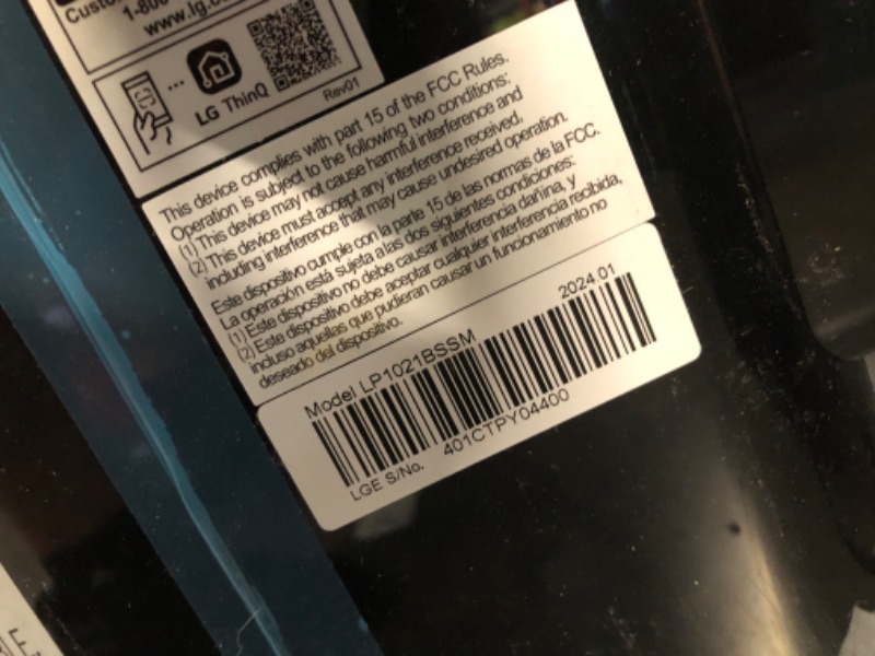 Photo 1 of ***USED - LIGHTS UP WHEN PLUGGED IN, BUT FAN DOESN'T BLOW - UNABLE TO TROUBLESHOOT - SEE PICTURES - LIKELY MISSING PARTS***
LG 10,000 BTU Smart Portable Air Conditioner, 115V, Cools 450 Sq.Ft. (18' x 25' Room Size), Portable Air Conditioner for Home with 