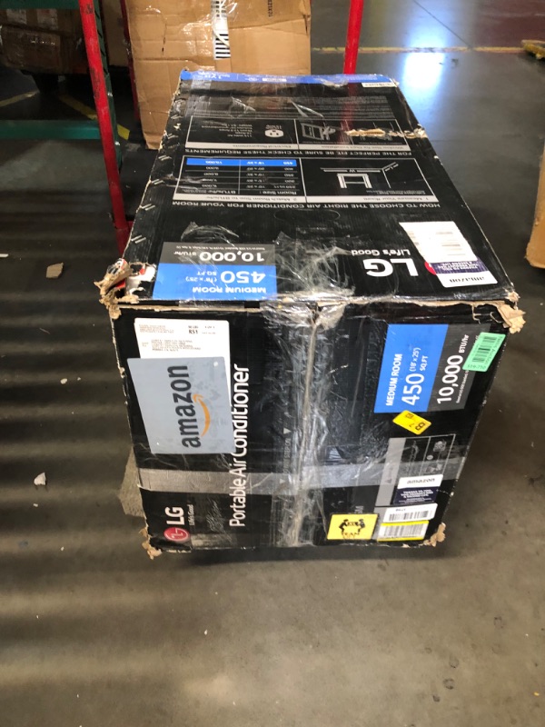 Photo 1 of ***USED - LIGHTS UP WHEN PLUGGED IN, BUT FAN DOESN'T BLOW - UNABLE TO TROUBLESHOOT - SEE PICTURES - LIKELY MISSING PARTS***
LG 10,000 BTU Smart Portable Air Conditioner, 115V, Cools 450 Sq.Ft. (18' x 25' Room Size), Portable Air Conditioner for Home with 