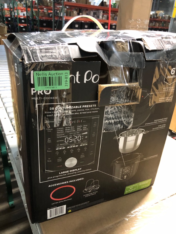 Photo 1 of Instant Pot Pro 10-in-1 Pressure Cooker, Slow Cooker, Rice/Grain Cooker, Steamer, Sauté, Sous Vide, Yogurt Maker, Sterilizer, and Warmer, Includes App With Over 800 Recipes, Black, 6 Quart