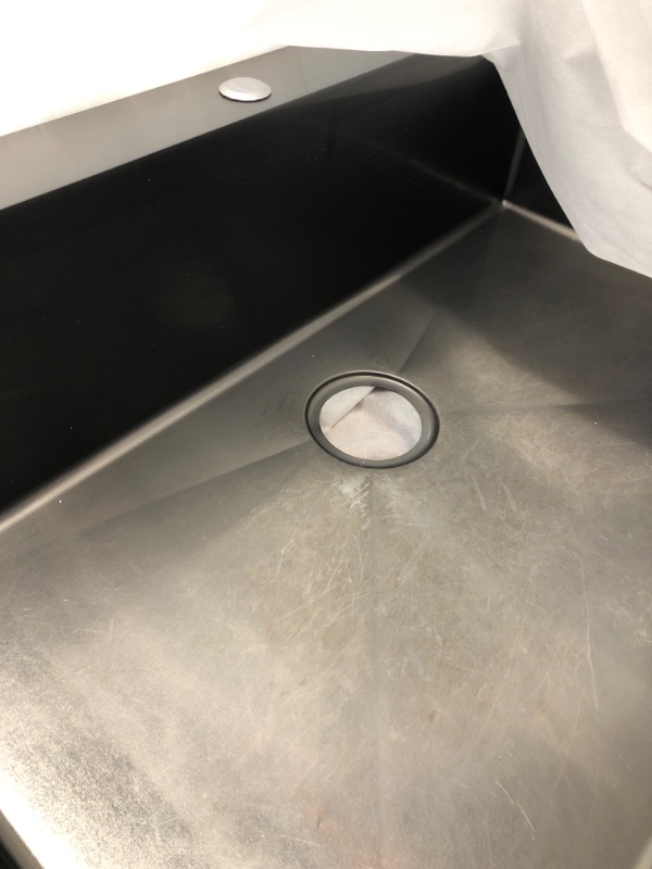 Photo 1 of (minor scratches) 33 Inch Black Drop In Kitchen Sink - Funmier 33x22 Gunmetal Black Stainless Steel Kitchen Sink Single Bowl 16 Gauge 10" Deep Basin