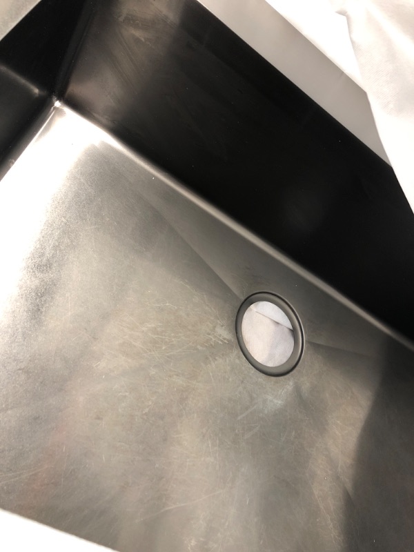 Photo 1 of (minor scratches) 33 Inch Black Drop In Kitchen Sink - Funmier 33x22 Gunmetal Black Stainless Steel Kitchen Sink Single Bowl 16 Gauge 10" Deep Basin