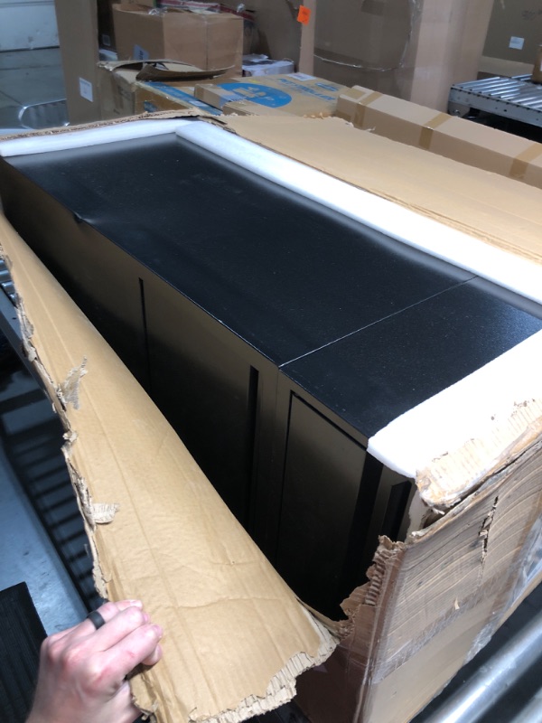 Photo 1 of **dented** Merapi Package Delivery Box for Outside, 41.6" *18.9" *16.9" Cold-Rolled Steel Delivery Box for Packages & Mails, Anti-Theft Lockable Large Mailbox for Porch, House, Curbside, Black