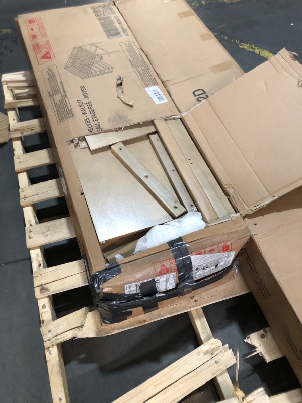 Photo 1 of **BOTH BOXES -- Truck/trailer pickup** Ball & Cast Wood Full Size Loft Bed with Built-in Wardrobe and Desk,Bedframe w/Storage Shelves and Drawers,Full-Length Guard Rail,Bedroom Furniture for Student Dorms,Apartment,Walnut