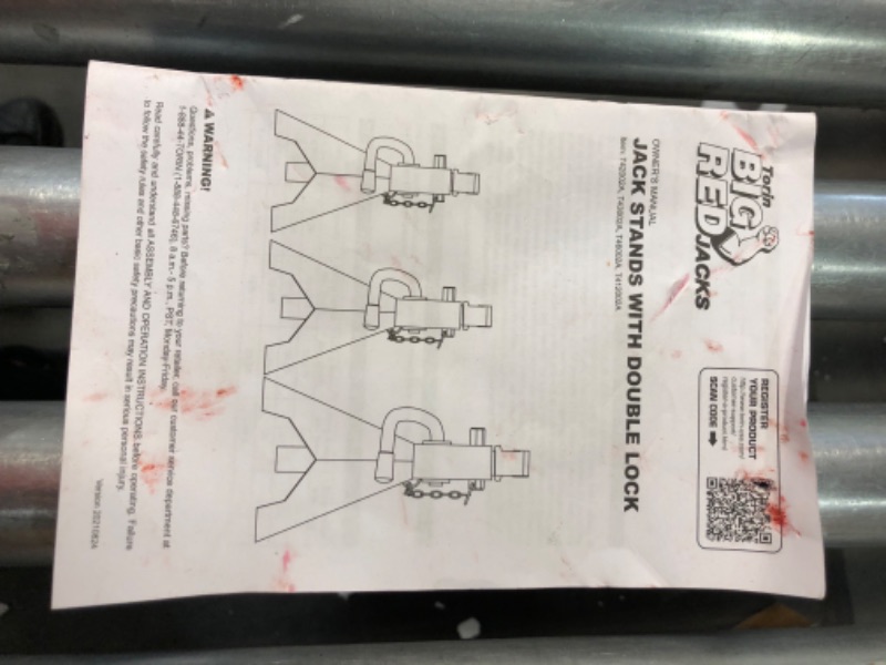 Photo 1 of ***(MISSING PARTS)***
BIG RED T46002A Torin Steel Jack Stands: Double Locking, 6 Ton (12,000 lb) Capacity, Red, 1 Pair