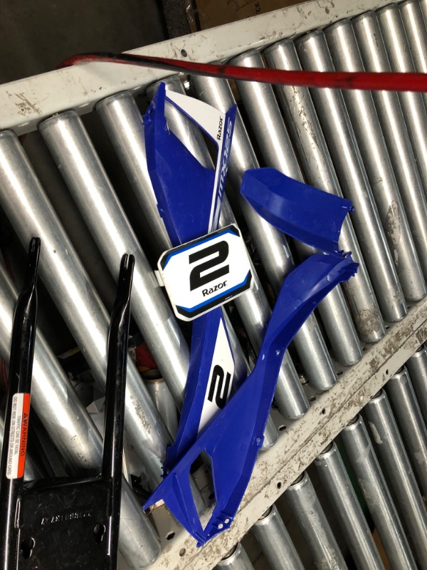 Photo 1 of ***DAMAGED - UNTESTED - SEE COMMENTS***
Razor MX125 Dirt Rocket Electric-Powered Bike with Authentic Motocross Geometry, Rear-Wheel Drive,100-watt, high-Torque, Chain-Driven Motor, for Kids 7+, Blue