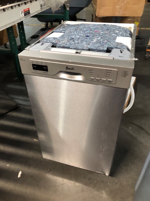 Photo 1 of ***DAMAGED - DENTED - SEE COMMENTS***
Avanti DWF18V3S 18-Inch Dishwasher Machine with LED Display, Fits 8 Place Settings with 3 Wash Options, 6 Automatic Cycles Includes Rinse Aid Dispenser with Low Noise Rating, 53dB, Stainless Steel