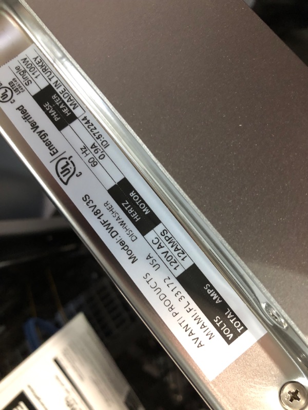Photo 1 of ***DAMAGED - DENTED - SEE COMMENTS***
Avanti DWF18V3S 18-Inch Dishwasher Machine with LED Display, Fits 8 Place Settings with 3 Wash Options, 6 Automatic Cycles Includes Rinse Aid Dispenser with Low Noise Rating, 53dB, Stainless Steel
