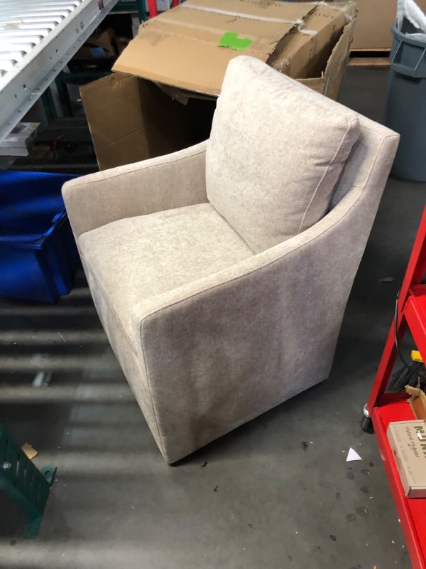 Photo 1 of ***USED - DIRTY - NO PACKAGING - SEE PICTURES***
KISLOT Upholstered Dining Chair with Casters No Assembly Modern Accent Armchair with Rollers for Diningroom Bedroom Livingroom Reading Room,Sand