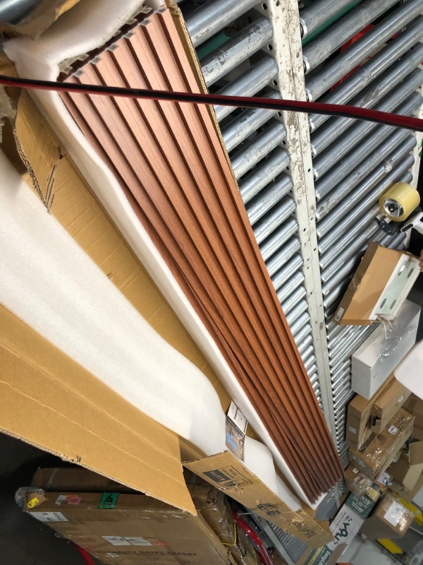 Photo 1 of Art3dwallpanels 8 Pack Wood Slat Wall Paneling, 104'' x 6.7'' WPC Soundproof 3D Wall Panels for Interior Wall Decor, Fluted Textured Panel Wall Slats, Teak