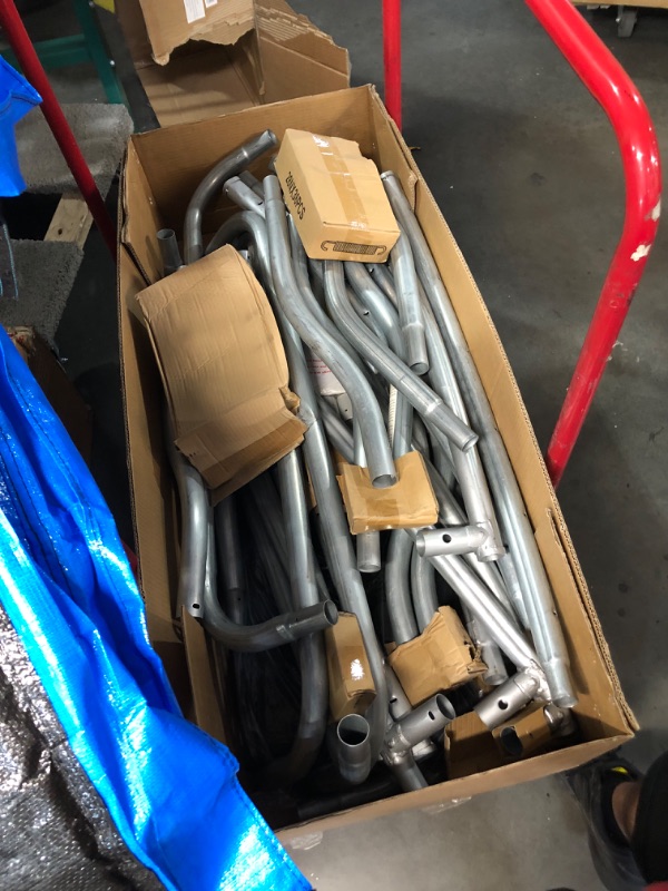 Photo 1 of ***USED - PACKAGING DESTROYED - MISSING NUMEROUS PARTS - SEE PICTURES***
SereneLife 10FT Trampoline Outdoor – Heavy-Duty Backyard Trampoline for Kids and Adults with Wide Jumping Surface, Stable L-Shaped Legs, Safety Net, ASTM Approved, Supports 264 lbs.,