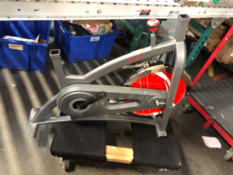 Photo 1 of ***INCOMPLETE - DAMAGED - MISSING MOST OF THE PARTS - SEE PICTURES***
Sunny Health & Fitness Indoor Cycling Exercise Bike with Heavy-Duty 49 LB Chrome Flywheel, Stationary Bike with Customizable Comfort with 275 LBS. Max Weight - ?SF-B1002