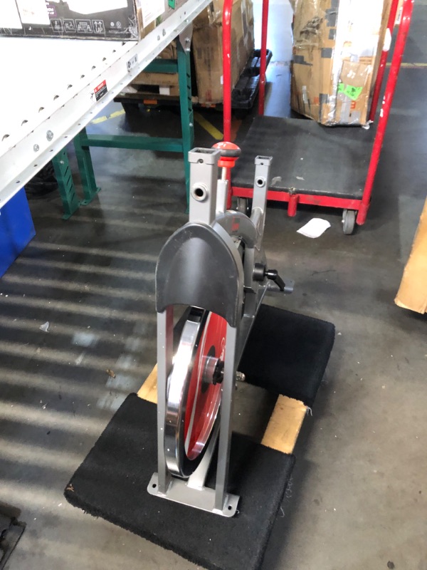 Photo 1 of ***INCOMPLETE - DAMAGED - MISSING MOST OF THE PARTS - SEE PICTURES***
Sunny Health & Fitness Indoor Cycling Exercise Bike with Heavy-Duty 49 LB Chrome Flywheel, Stationary Bike with Customizable Comfort with 275 LBS. Max Weight - ?SF-B1002