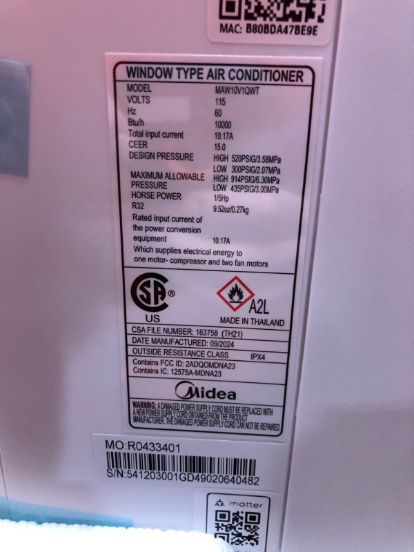 Photo 1 of ***USED - POWERS ON - UNABLE TO TEST FURTHER***
Midea 10,000 BTU U Shaped Smart Inverter Window Air Conditioner, Cools up to 450 Sq. Ft.,Ultra Quiet with Open Window Flexibility, Works with Alexa/Google Assistant, 35% Energy Savings, Remote Control