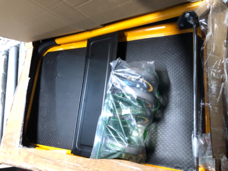 View 4 of Push Cart Dolly by Wellmax, Moving Platform Hand Truck, Foldable for Easy Storage and 360 Degree Swivel Wheels with 330lb Weight Capacity, Yellow Color