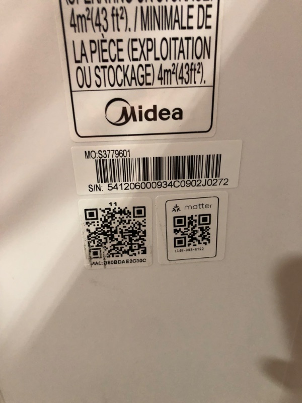 Photo 1 of (does not get cold)(sold for parts)(repair) Midea 8,500 BTU ASHRAE (5,000 BTU SACC) Portable Air Conditioner, Smart Control, Cools up to 150 Sq. Ft., with Dehumidifier & Fan