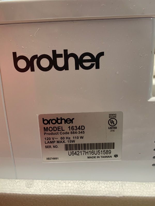 Photo 1 of *USED MISSING CORD*Brother 1634D 3 or 4 Thread Serger with Differential Feed, Soft Cover
