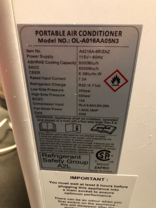 Photo 1 of *** FACTORY SEALED***ZAFRO 8,000 BTU Portable Air Conditioners, 4 Modes Portable AC Unit with Fast Cooling/Energy Saving/Remote Control/24Hrs Timer for Bedroom/Dorms/Indoor Rooms, White