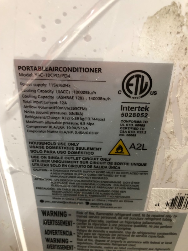 Photo 1 of *** SEE NOTES *** 14000 BTU Portable Air Conditioners for Room up to 700 Sq. Ft, 3-IN-1 Portable AC Unit with Fan Dehumidifier, Drainage-free Cooling, 48 dB Quiet Sleep Mode, 24H Timer, Auto Swing, Windows Kit Included