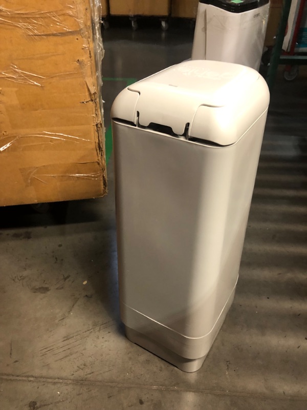 Photo 1 of ***DAMAGED - LATCH ON TOP BROKEN - NO REFILLS - SEE PICTURES***
Diaper Genie Signature Pail (Grey) Holds Up to 846 Newborn-Sized Diapers Per Refill